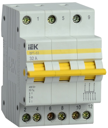 Выключатель-разъединитель трехпозиционный ВРТ-63 3P 32А | код MPR10-3-032 | IEK